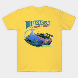 Driftology The Science of Sideways blue drift car T-Shirt